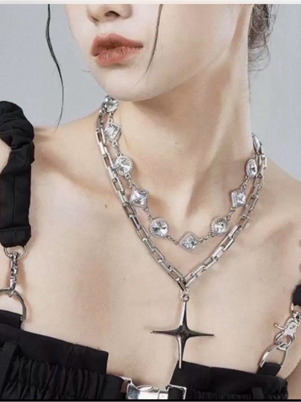 Lily Luxe Jewelry - Silver tone Star Pendant Layered Necklace - Women's Jewelry